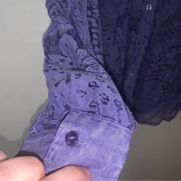 ColdWater Creek Purple Sheer Blouse Size Medium - Picture 2 of 6
